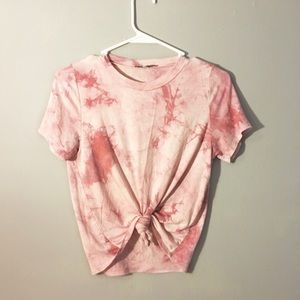 Pink tie dye tie up tee Charlotte Russe